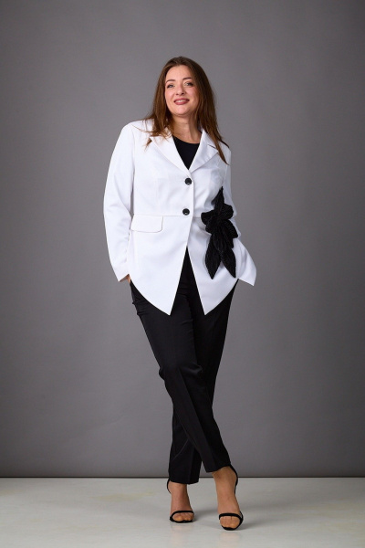 Брюки, жакет Rosheli 1164 белый/черный - фото 1
