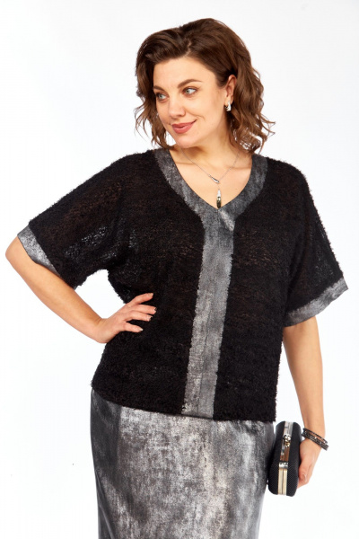 Блуза, юбка БагираАнТа 1068 черный-серебро - фото 2