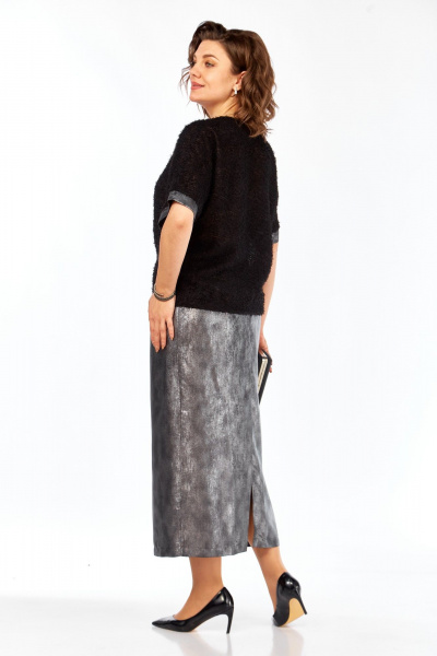 Блуза, юбка БагираАнТа 1068 черный-серебро - фото 6