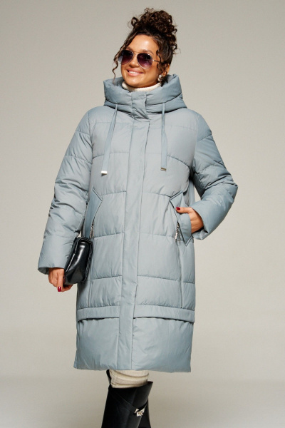 Пальто Beautiful&Free 8022 серо-голубой - фото 1