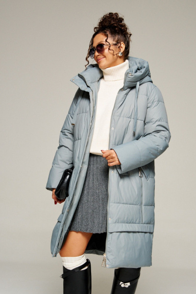Пальто Beautiful&Free 8022 серо-голубой - фото 5