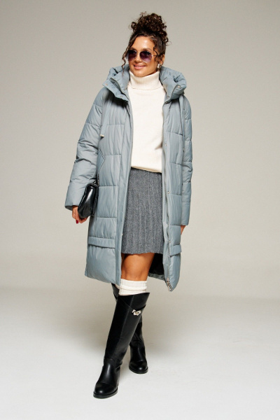 Пальто Beautiful&Free 8022 серо-голубой - фото 4