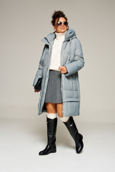 Пальто Beautiful&Free 8022 серо-голубой - фото 3