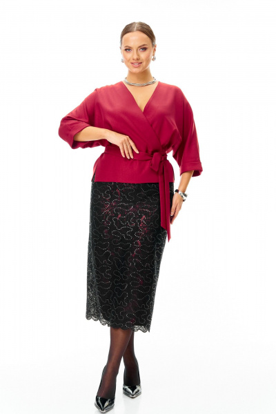Блуза, юбка T&N 7706 бордо-черный - фото 7