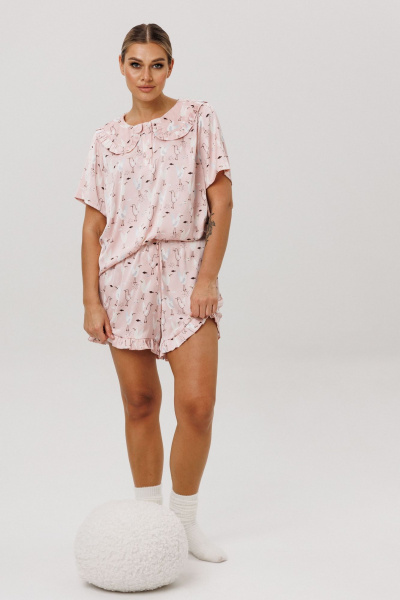 Джемпер, шорты Anelli 1749 клубничный_маршмеллоу - фото 1