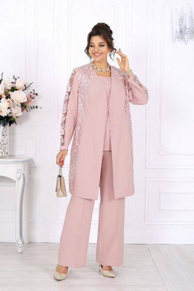 Блуза, брюки, кардиган Ninele 6071 розовый - фото 1