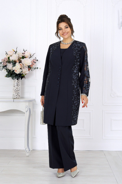 Блуза, брюки, кардиган Ninele 6071 синий - фото 14