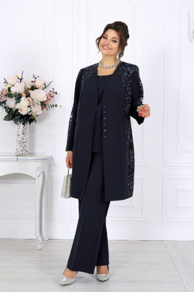 Блуза, брюки, кардиган Ninele 6071 синий - фото 12