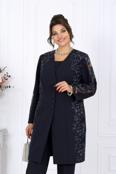 Блуза, брюки, кардиган Ninele 6071 синий - фото 11