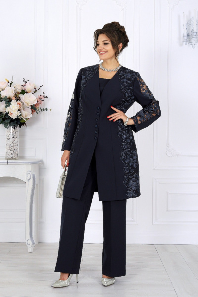 Блуза, брюки, кардиган Ninele 6071 синий - фото 8