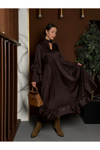 Платье, ремень Pavlova 202 горький_шоколад - фото 12