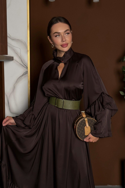 Платье, ремень Pavlova 202 горький_шоколад - фото 7