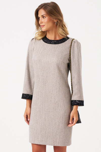 Платье Панда 113380 серо-бежевый - фото 1