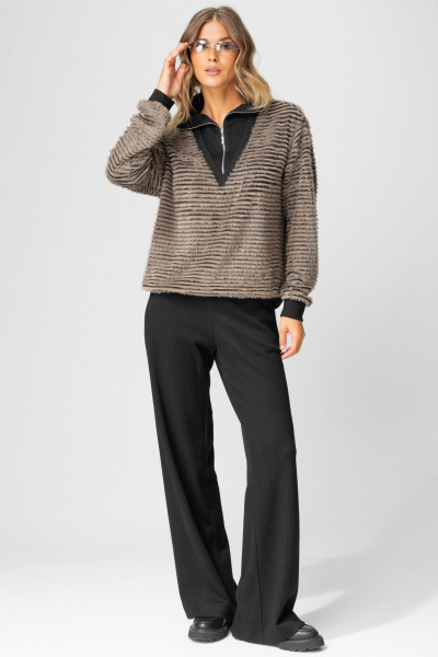 Брюки, джемпер Laikony L-383 табак+черный - фото 14