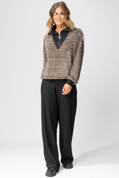 Брюки, джемпер Laikony L-383 табак+черный - фото 10