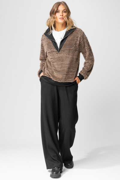 Брюки, джемпер Laikony L-383 табак+черный - фото 2