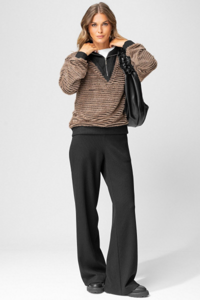 Брюки, джемпер Laikony L-383 табак+черный - фото 1