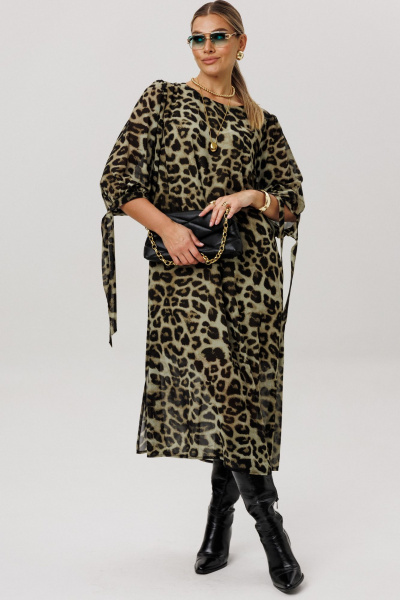 Платье Anelli 1733 зеленый_леопард - фото 7