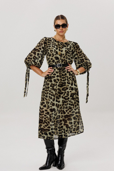 Платье Anelli 1733 зеленый_леопард - фото 6