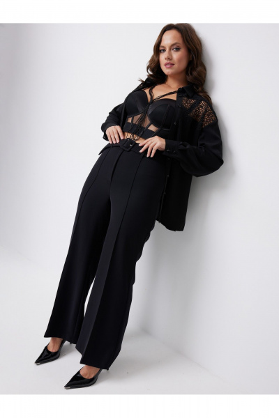 Брюки-клеш с завышенной талией на каждый день Condra 14097 черный - фото 3