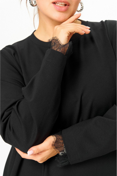Платье с кружевом женское черное SOVA 11310 - фото 9
