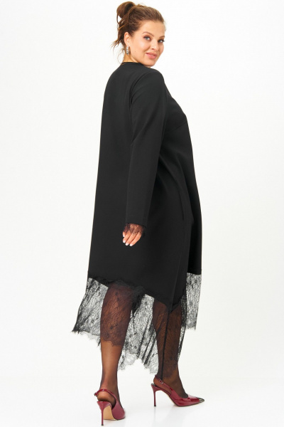 Платье с кружевом женское черное SOVA 11310 - фото 8