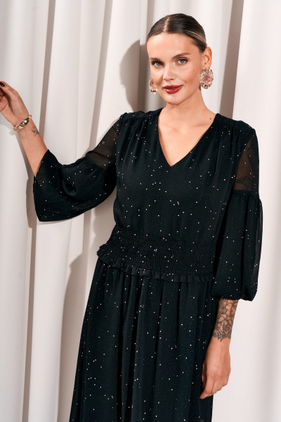 Платье с V-образным вырезом и кокеткой из текстиля Lissana 4776 - фото 6