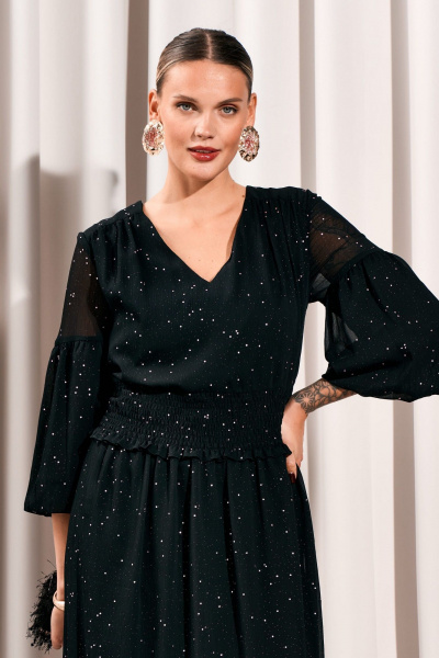 Платье с V-образным вырезом и кокеткой из текстиля Lissana 4776 - фото 5