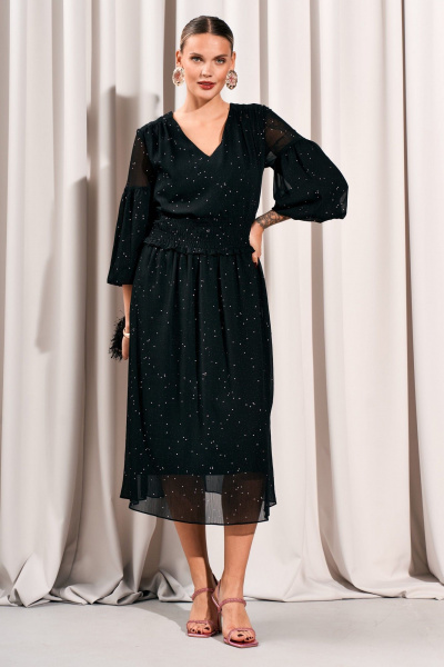 Платье с V-образным вырезом и кокеткой из текстиля Lissana 4776 - фото 2