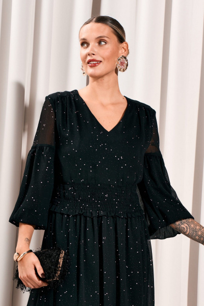 Платье с V-образным вырезом и кокеткой из текстиля Lissana 4776 - фото 4