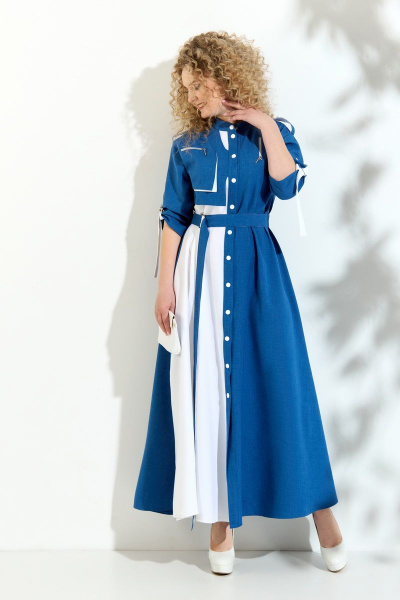 Свободное платье с планкой и разрезами, летнее, стильное Euromoda 349 - фото 3