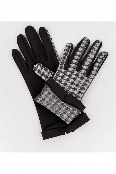 Трикотажные женские перчатки с бархатной отделкой на демисезон ACCENT 1108б черный - фото 2