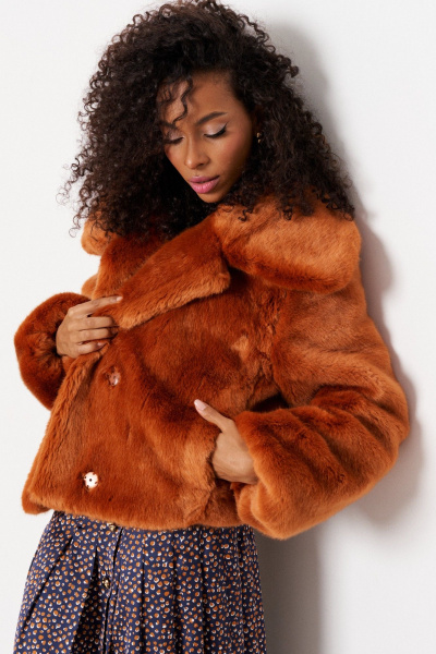 Полупальто женское из искусственного меха C of PAPAYA NEW 1743 рыжий C. of PAPAYA NEW 1743 рыжий - фото 5