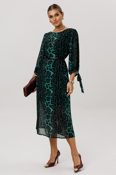 Платье Anelli 1733 леопардовый_изумруд - фото 10