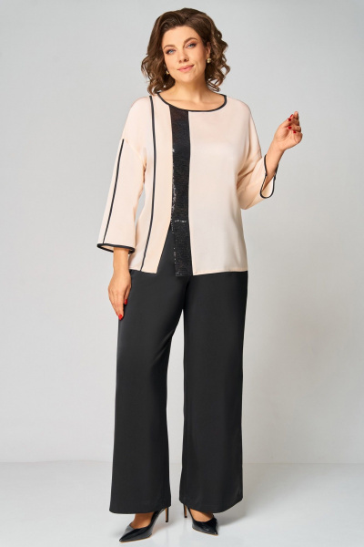 Брюки, туника Мишель стиль 1339 кремово-черный - фото 2