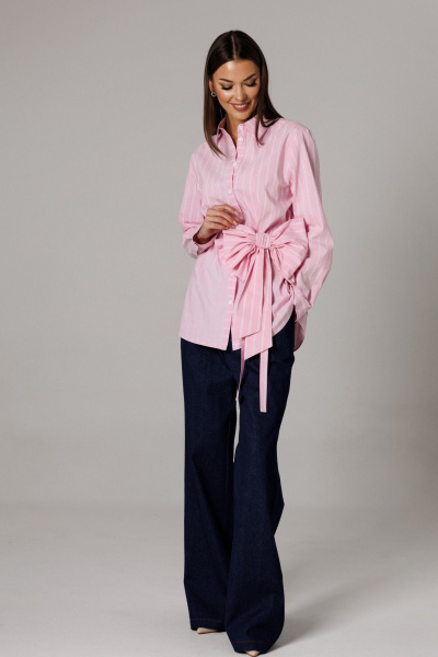 Блуза, брюки Ларс Стиль 1177 розовый-синий - фото 7