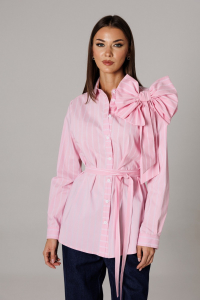 Блуза, брюки Ларс Стиль 1177 розовый-синий - фото 5