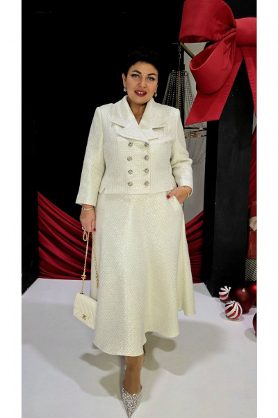 Жакет, юбка Vittoria Queen 27223 молочно-серебристый - фото 9