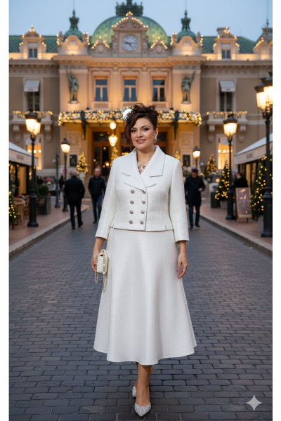Жакет, юбка Vittoria Queen 27223 молочно-серебристый - фото 6
