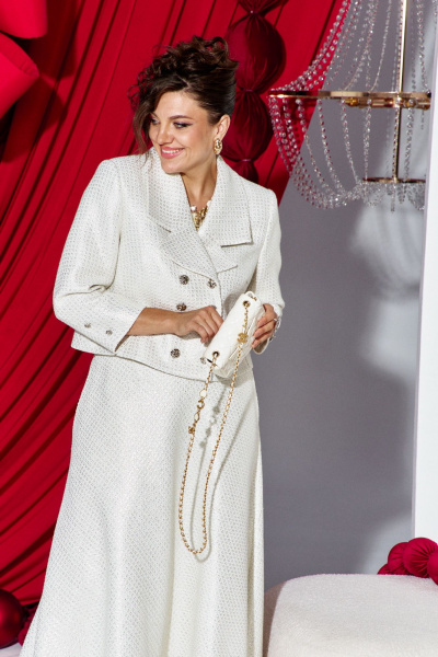 Жакет, юбка Vittoria Queen 27223 молочно-серебристый - фото 3