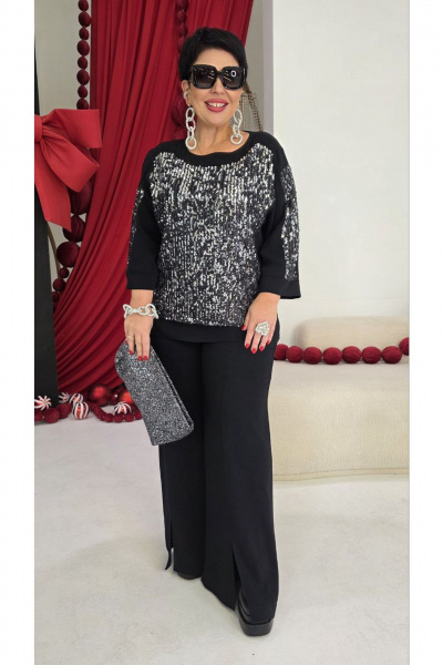 Брюки, джемпер Vittoria Queen 27333 серебристо-черный - фото 10