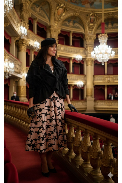 Блуза, жакет, юбка Vittoria Queen 27613 черно-бежевый - фото 9