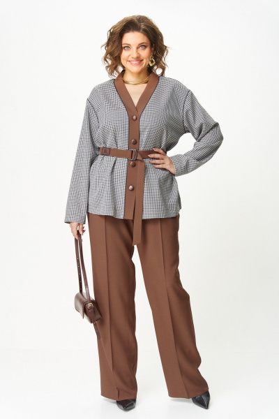 Брюки, туника Aira Style 24244 шоколад - фото 1