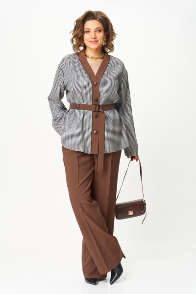 Брюки, туника Aira Style 24244 шоколад - фото 5