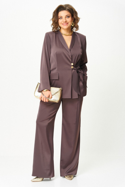 Брюки, жакет Aira Style 24243 шоколад - фото 8