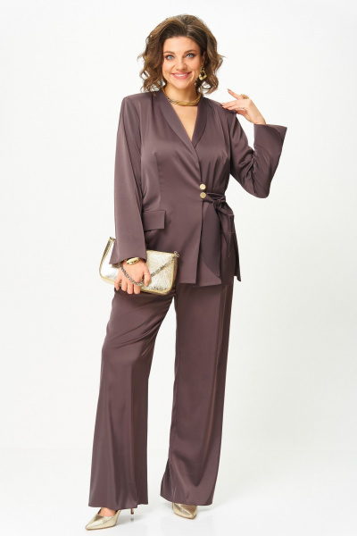 Брюки, жакет Aira Style 24243 шоколад - фото 3