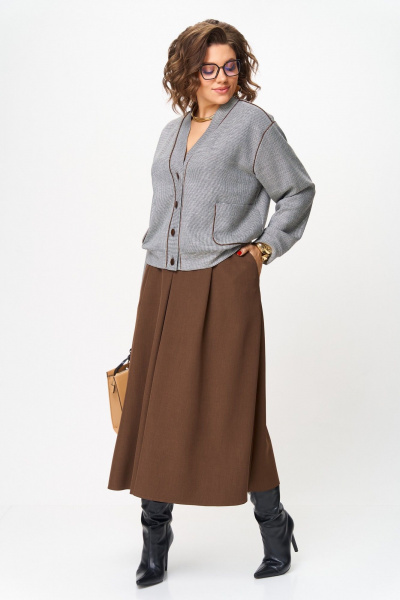 Бомбер, юбка Aira Style 24131 коричневый - фото 9