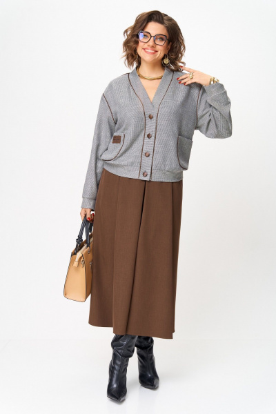 Бомбер, юбка Aira Style 24131 коричневый - фото 8