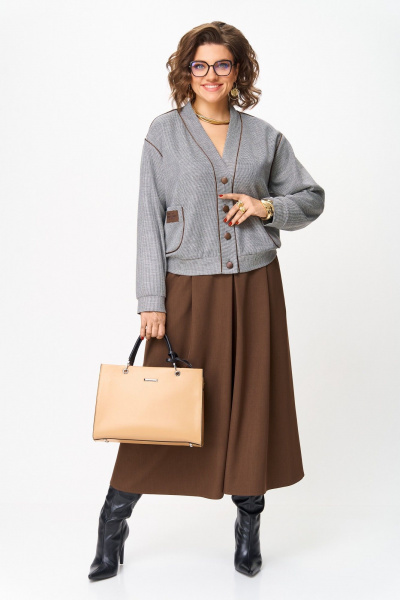 Бомбер, юбка Aira Style 24131 коричневый - фото 6