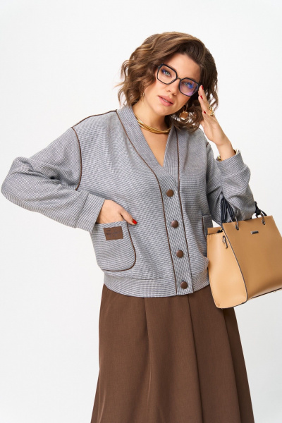 Бомбер, юбка Aira Style 24131 коричневый - фото 3